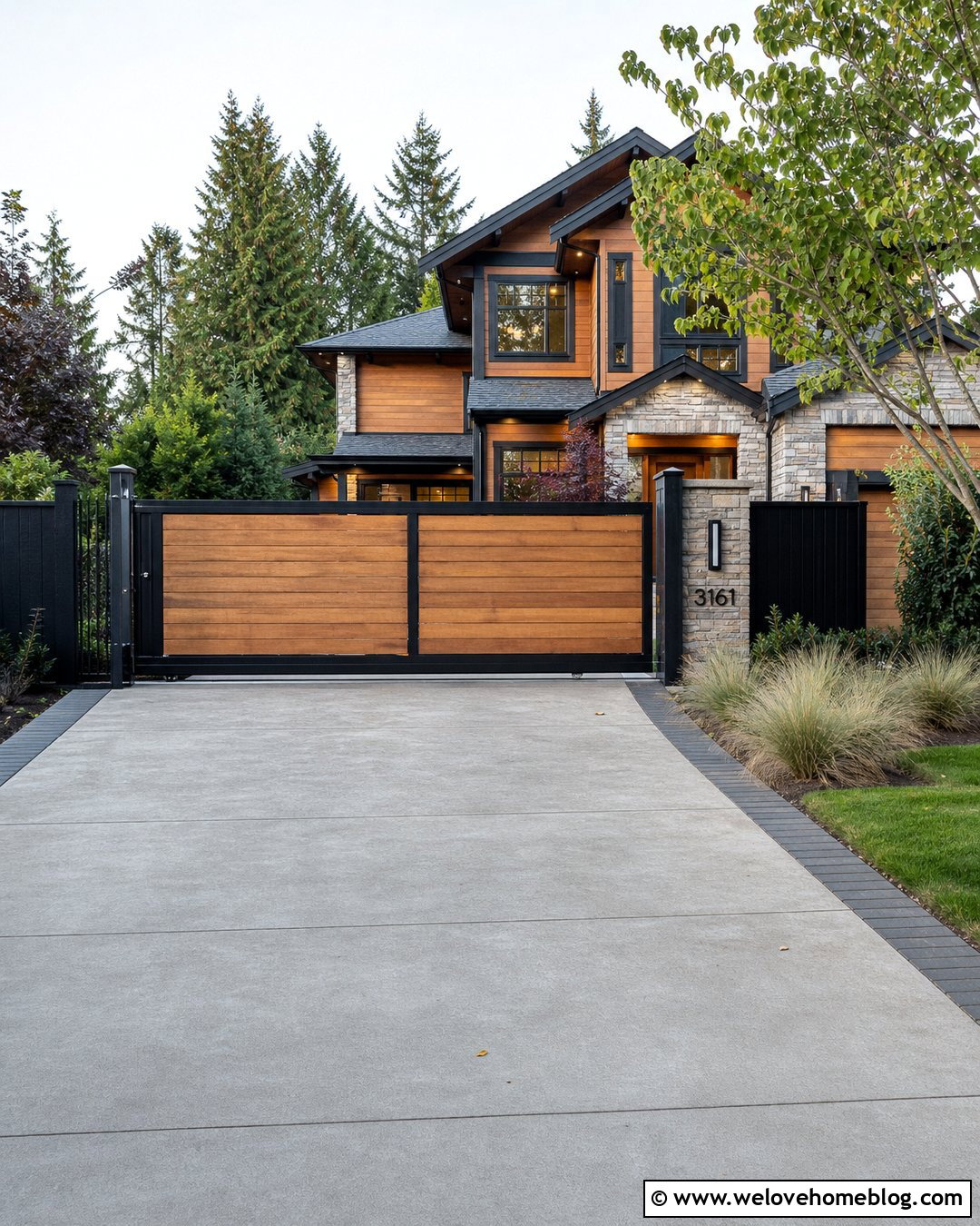 Metal And Cedar Driveway Gate - 35 metal driveway gates ideas