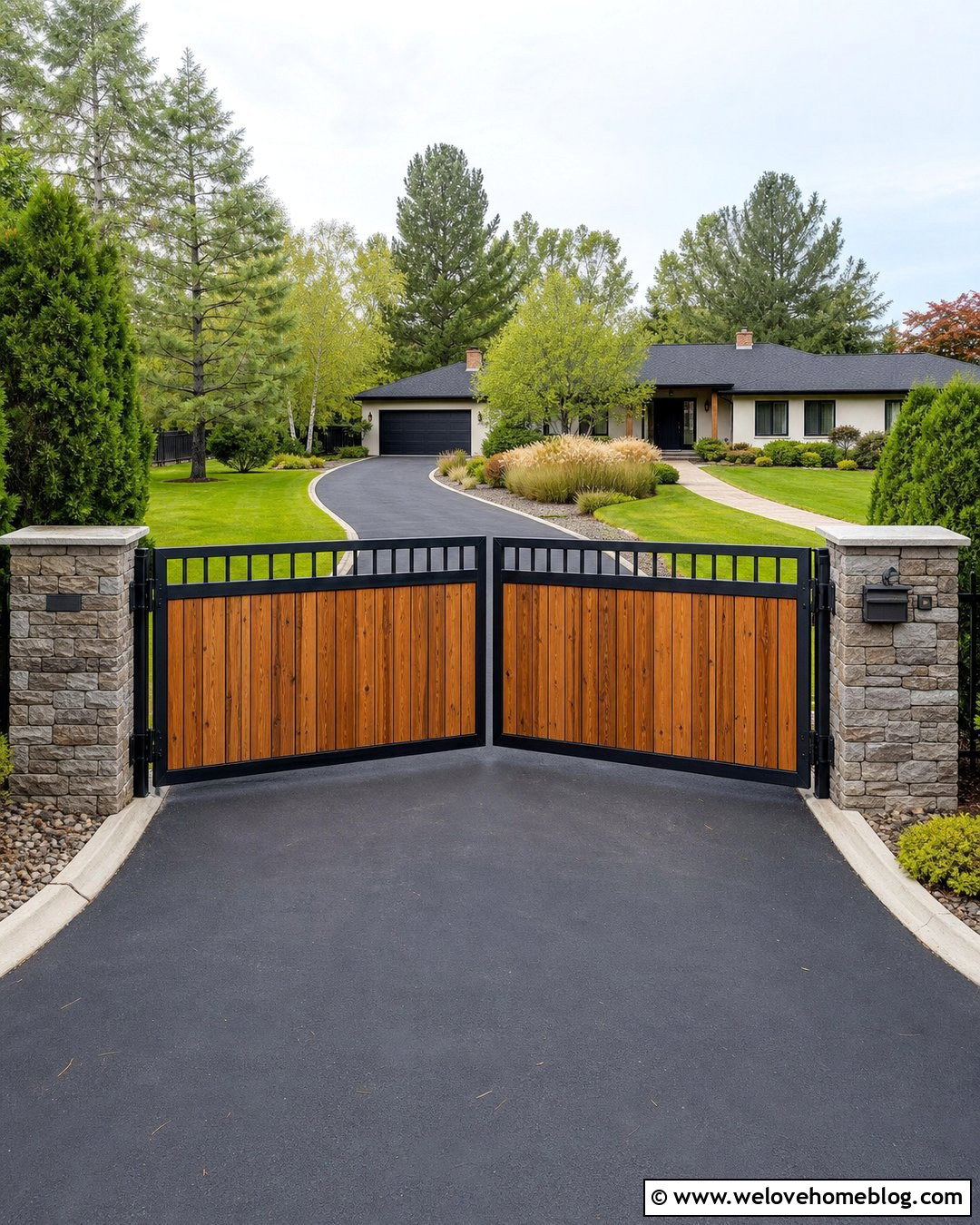 Metal Frame Wood Driveway Gate - 20 Homemade Driveway Gate Ideas