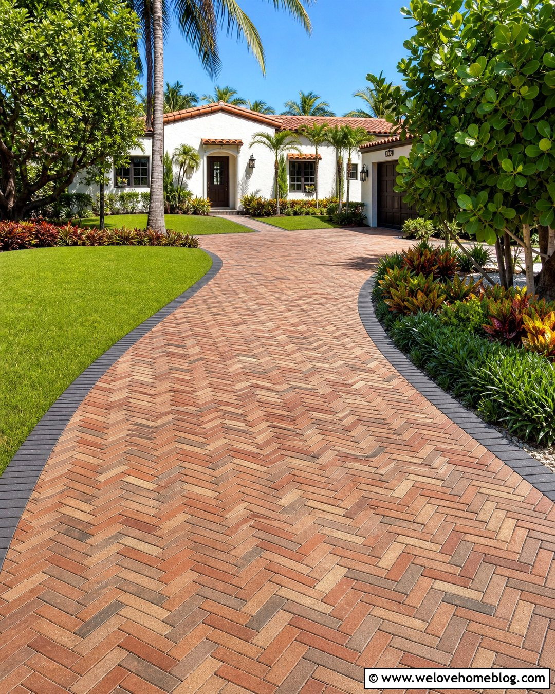 Miami Herringbone Brick Paver Driveway - 20 miami driveway ideas