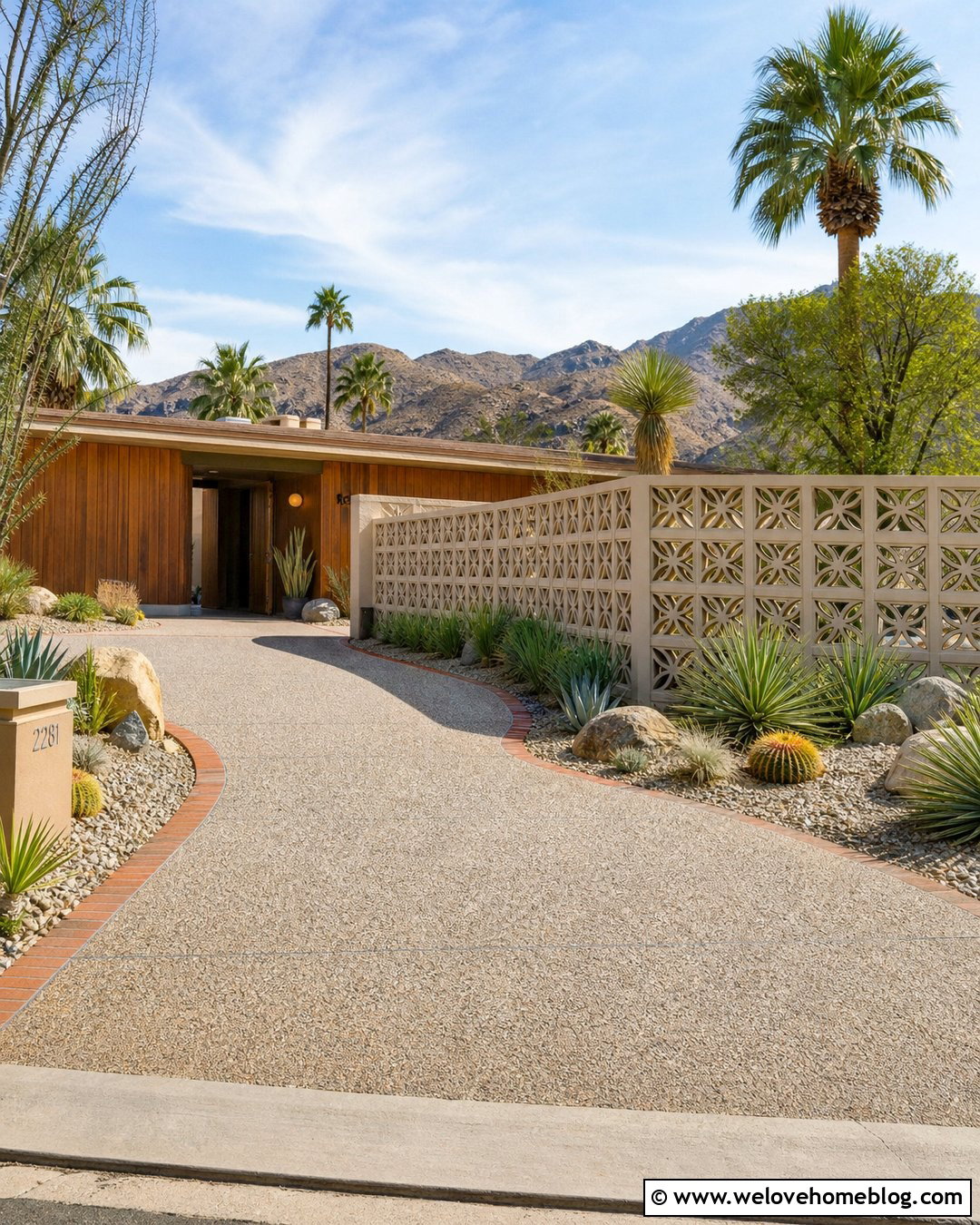 Mid Century Breeze Block Driveway Wall - 20 Breeze Block Driveway Ideas