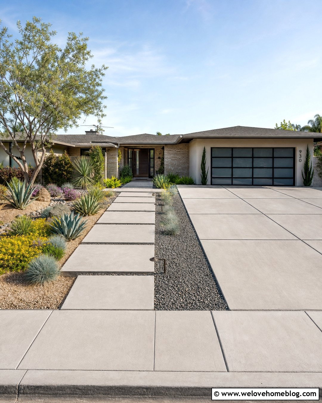 Mid Century Driveway With Drought Tolerant Landscaping - 25 Mid Century Driveway Ideas