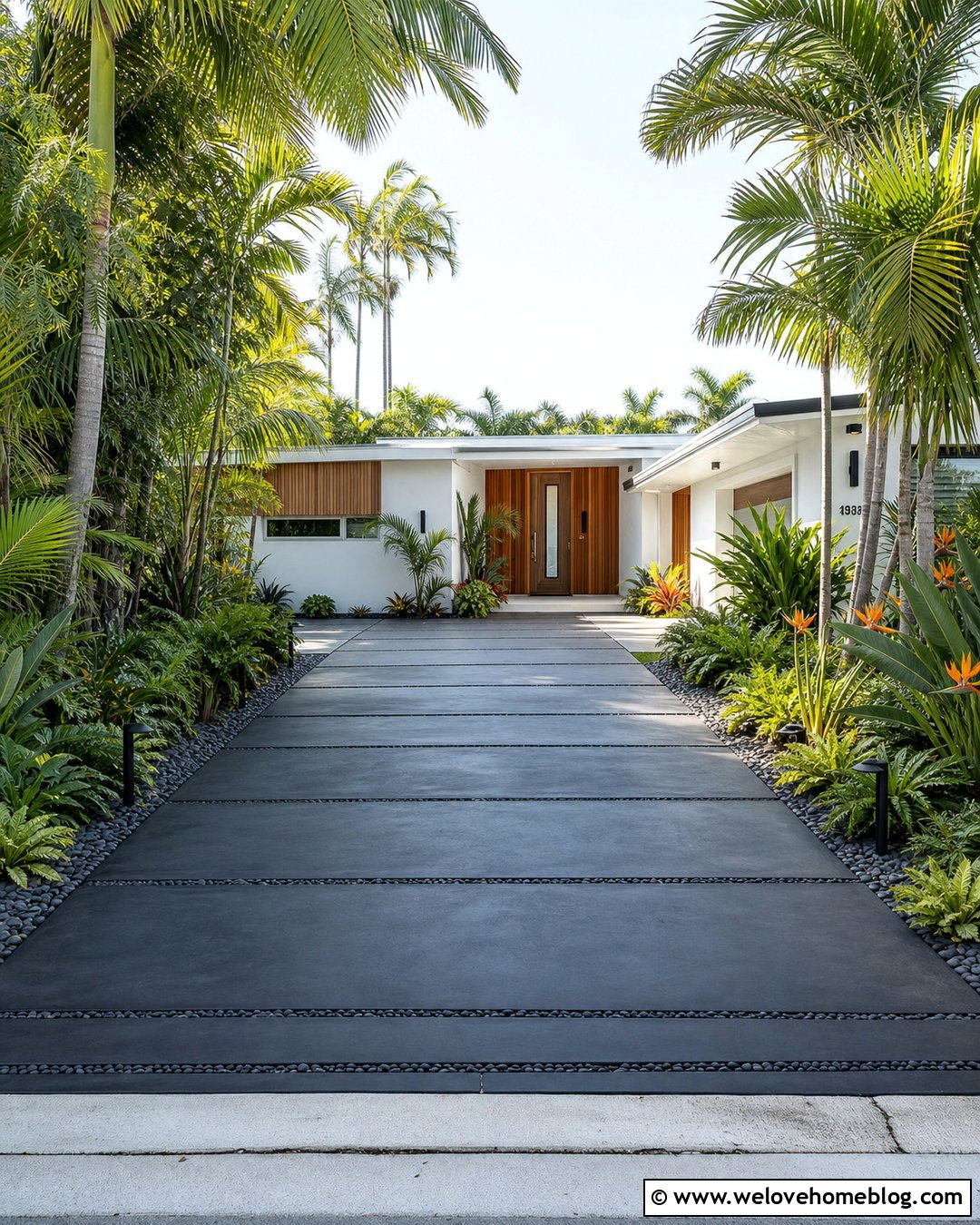 Mid Century Driveway With Tropical Landscaping - 25 Mid Century Driveway Ideas
