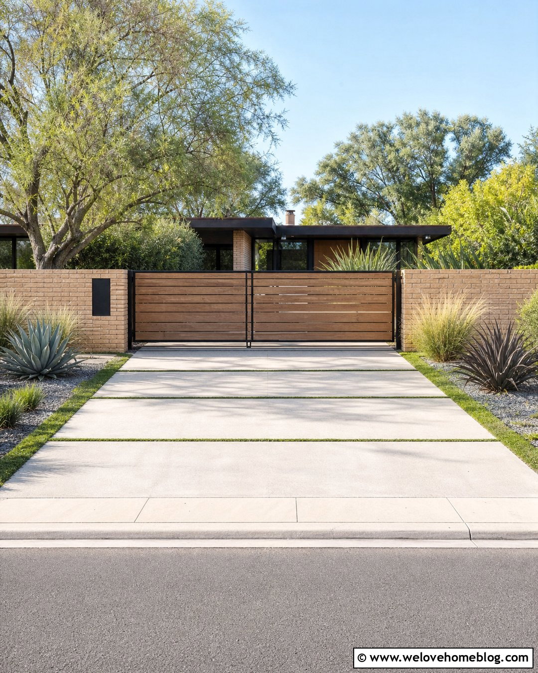 Mid Century Modern Driveway Gate - 35 Driveway Entry Gates and Entrance Ideas
