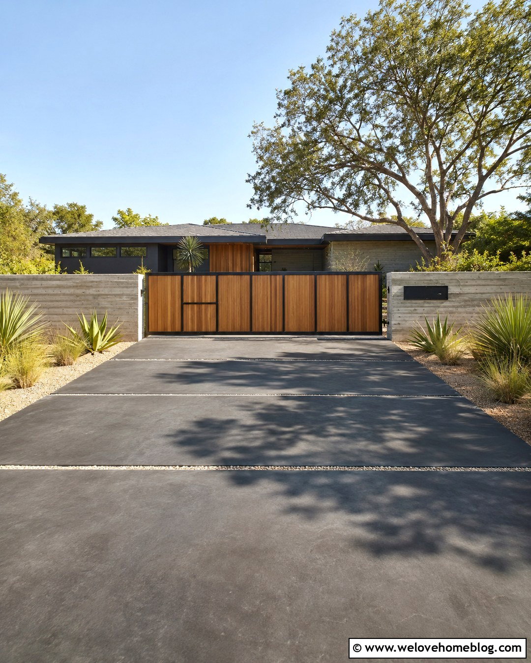 Mid Century Modern Driveway Gate - 20 Driveway Gate Ideas
