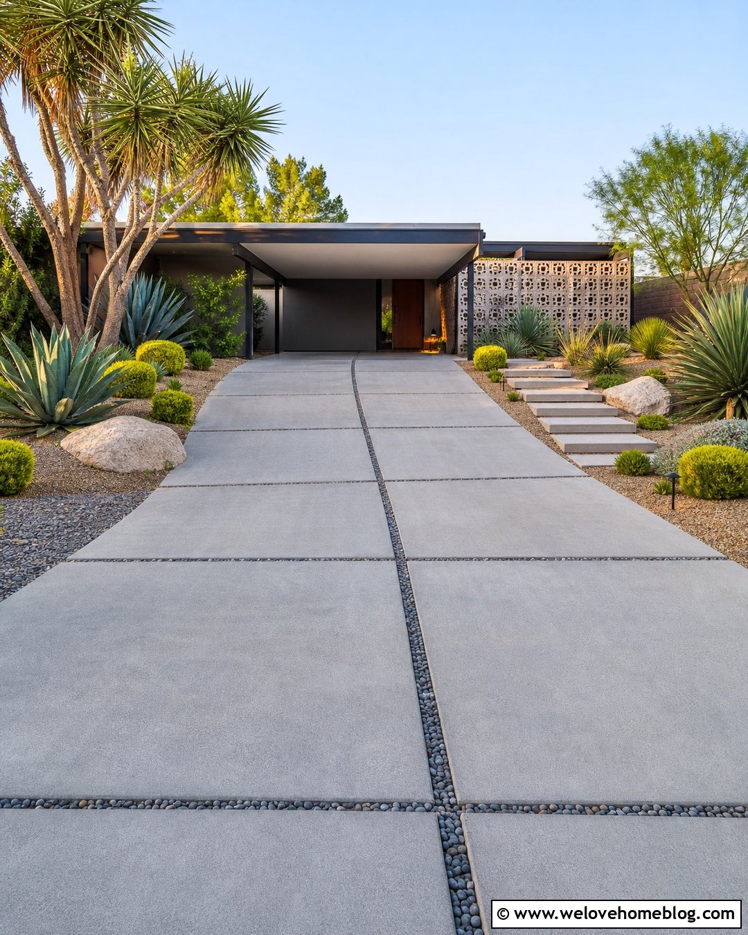 Mid Century Modern Driveway - 45 modern driveway ideas