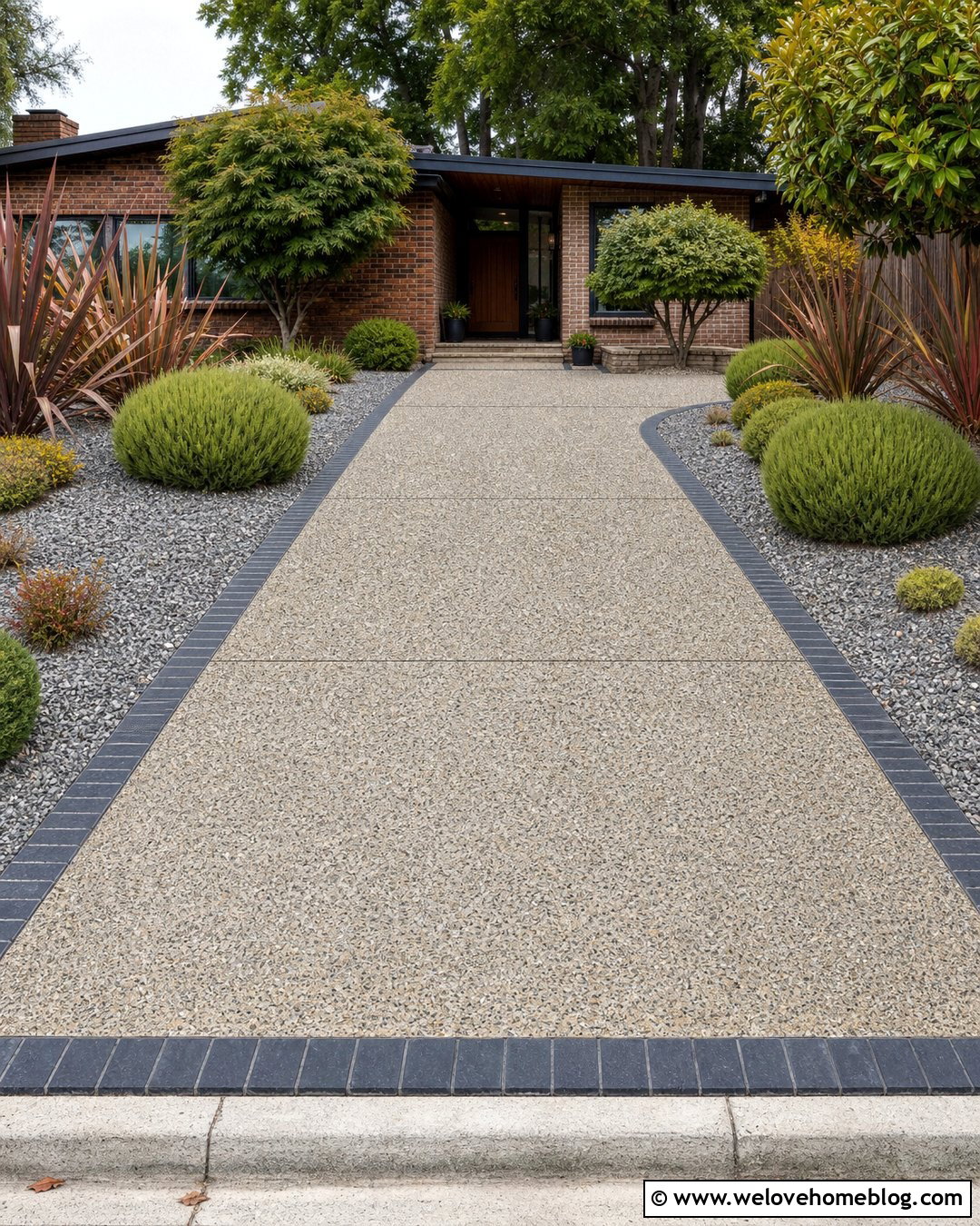 Mid Century Terrazzo Style Driveway - 25 Mid Century Driveway Ideas
