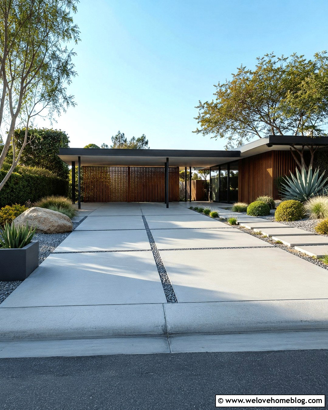 Midcentury Modern Carport Driveway - 20 Carport Driveway Ideas