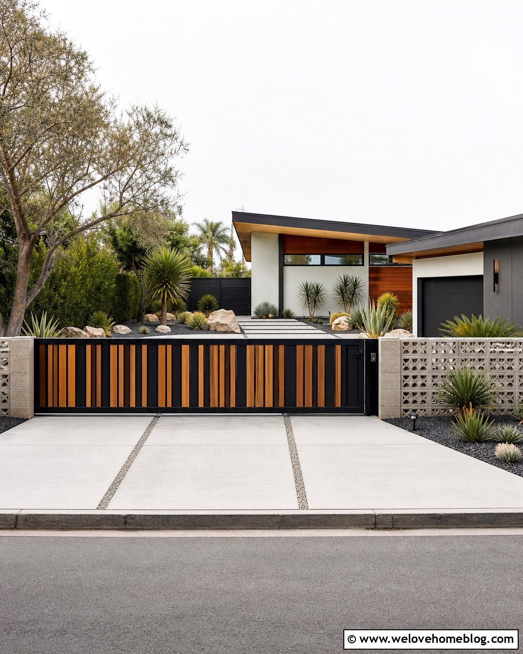 Midcentury Modern Driveway Gate - 45 Driveway Gate Ideas