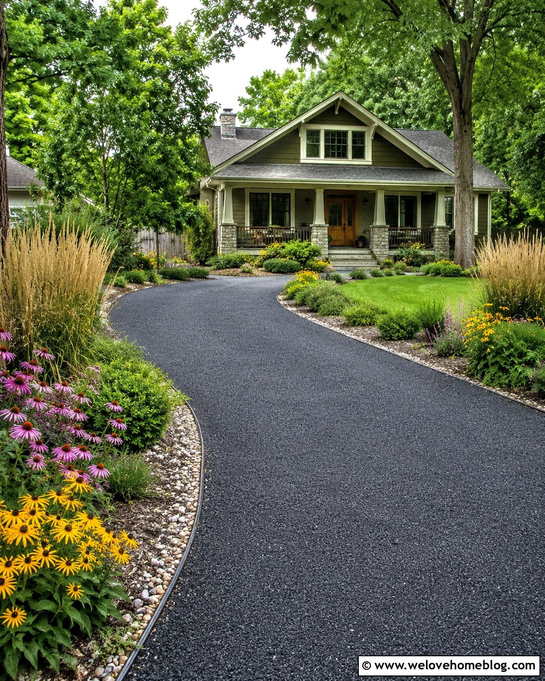 Millings Driveway With Native Plant Borders - 20 Millings Driveway Ideas