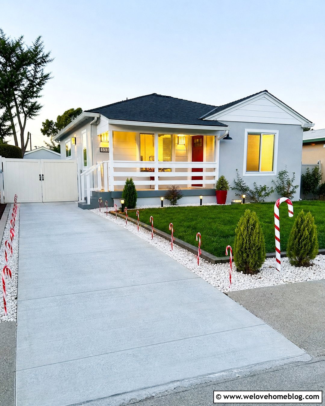 Minimal Candy Cane Driveway for Small Yards - 20 Candy Cane Lined Driveway Ideas