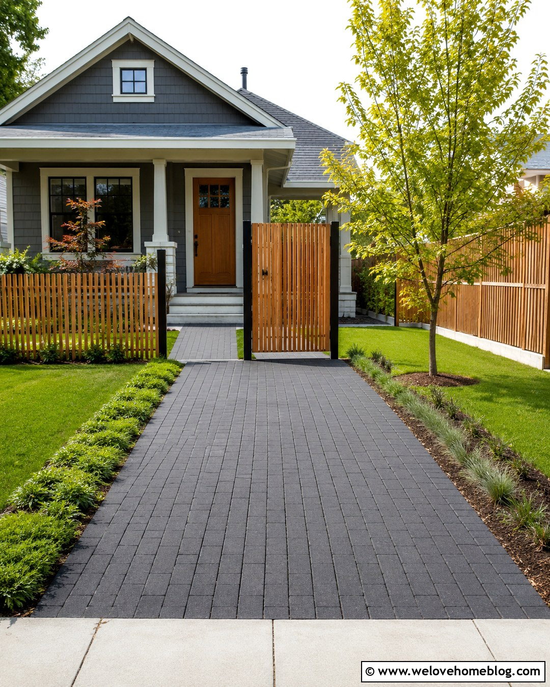 Minimal Cedar Gate With Steel Posts - 20 Wooden Entrance Gates Driveway Ideas