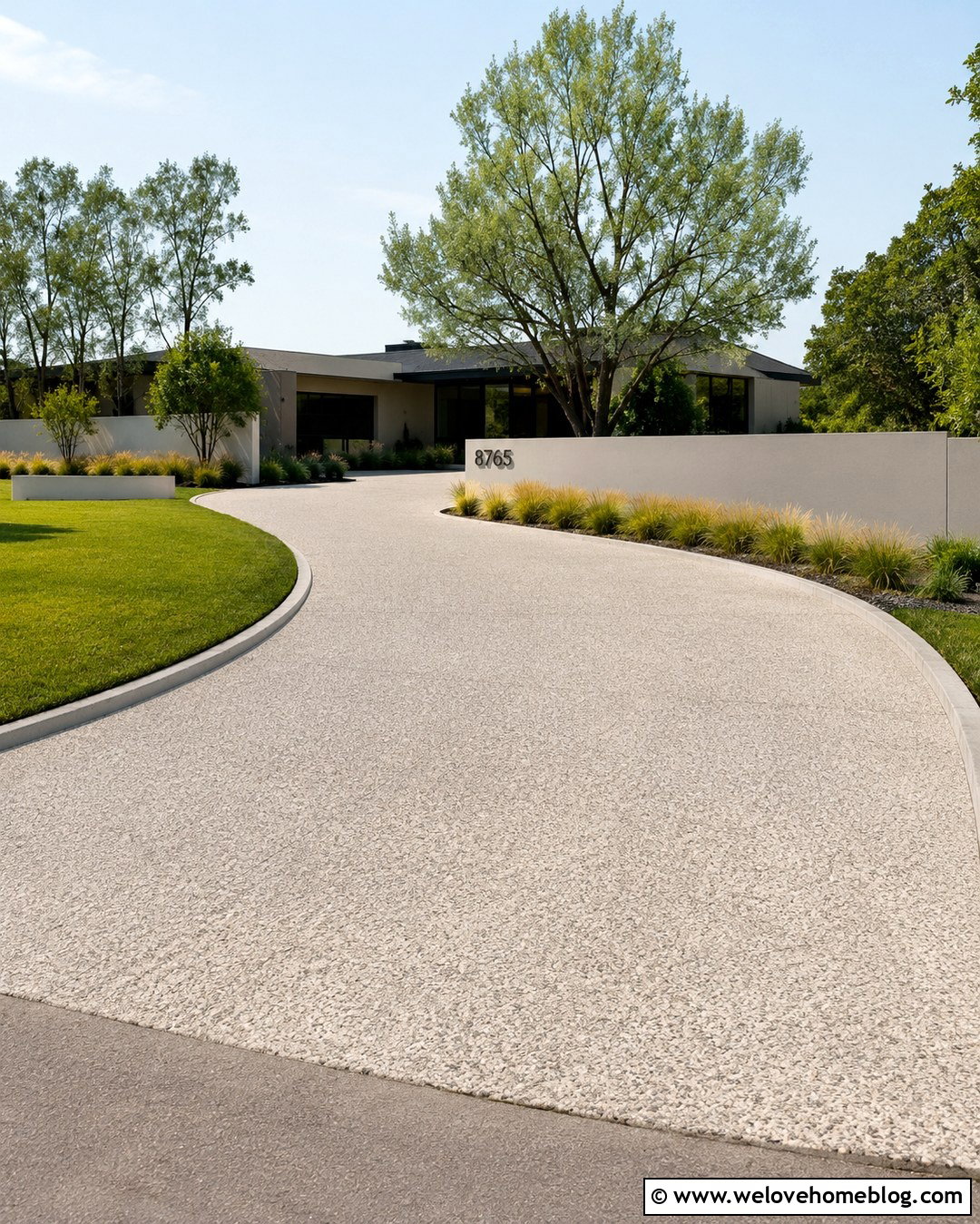 Minimalist Curved Driveway Entrance - 20 Minimalist Driveway Entrance Ideas
