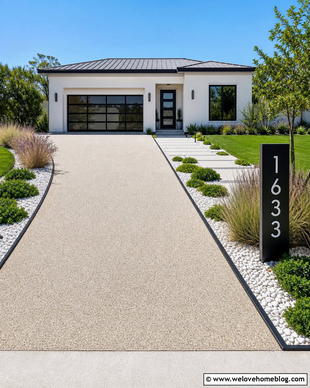 Minimalist Driveway Address Sign With White Numbers - 25 Driveway Address Sign Ideas