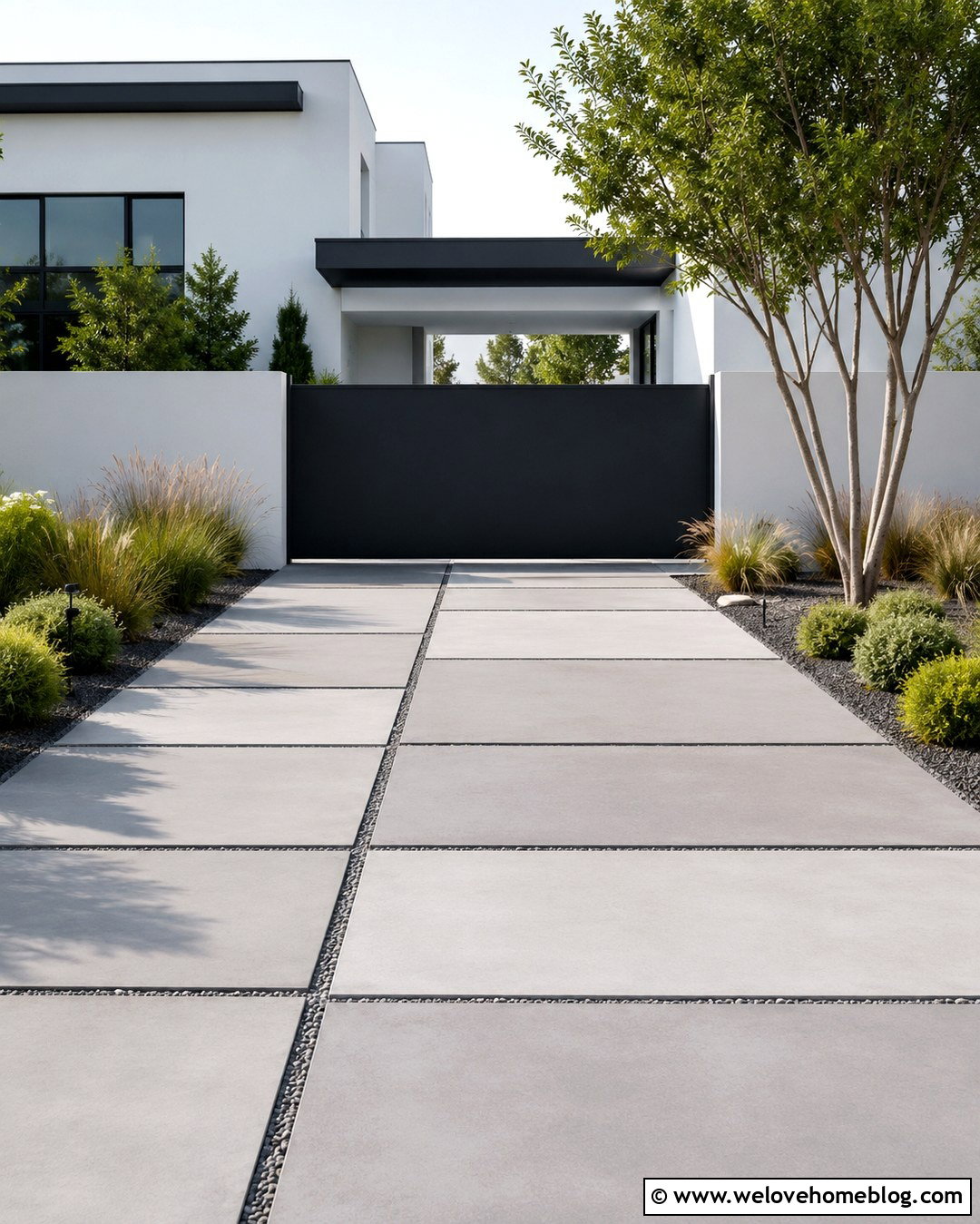 Minimalist Gate With Concrete Block Walls - 20 Gated Entry Driveway Ideas