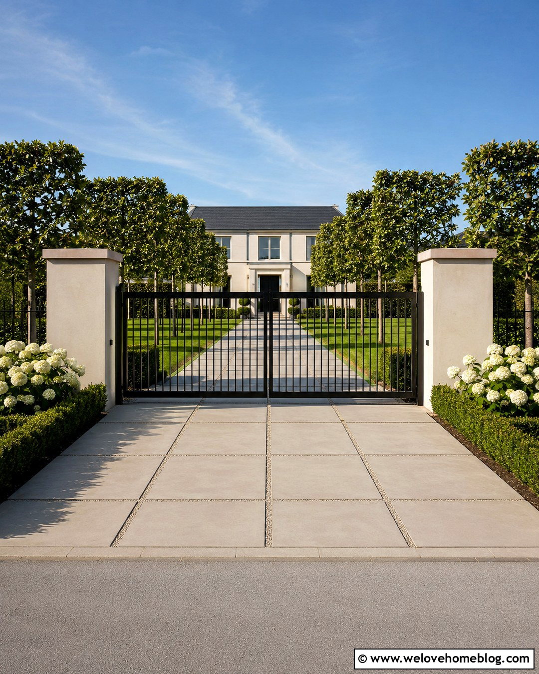 Minimalist Modern French Matte Black Estate Gate - 20 Modern-French Matte-Black Driveway Gates Ideas