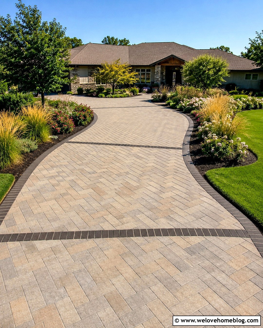 Mixed Color Holland Stone Driveway With Ranch House - 20 holland stone driveway ideas