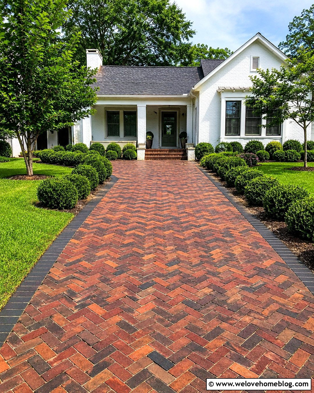 Mixed Color Reclaimed Brick Driveway - 20 Reclaimed Brick Driveway Ideas