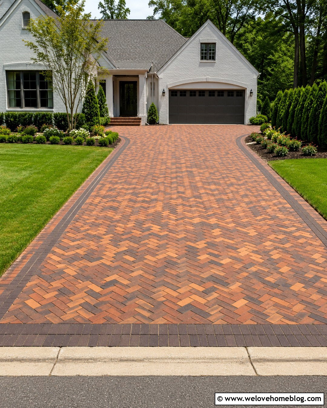 Mixed Color Recycled Brick Driveway - 20 recycled brick driveway ideas