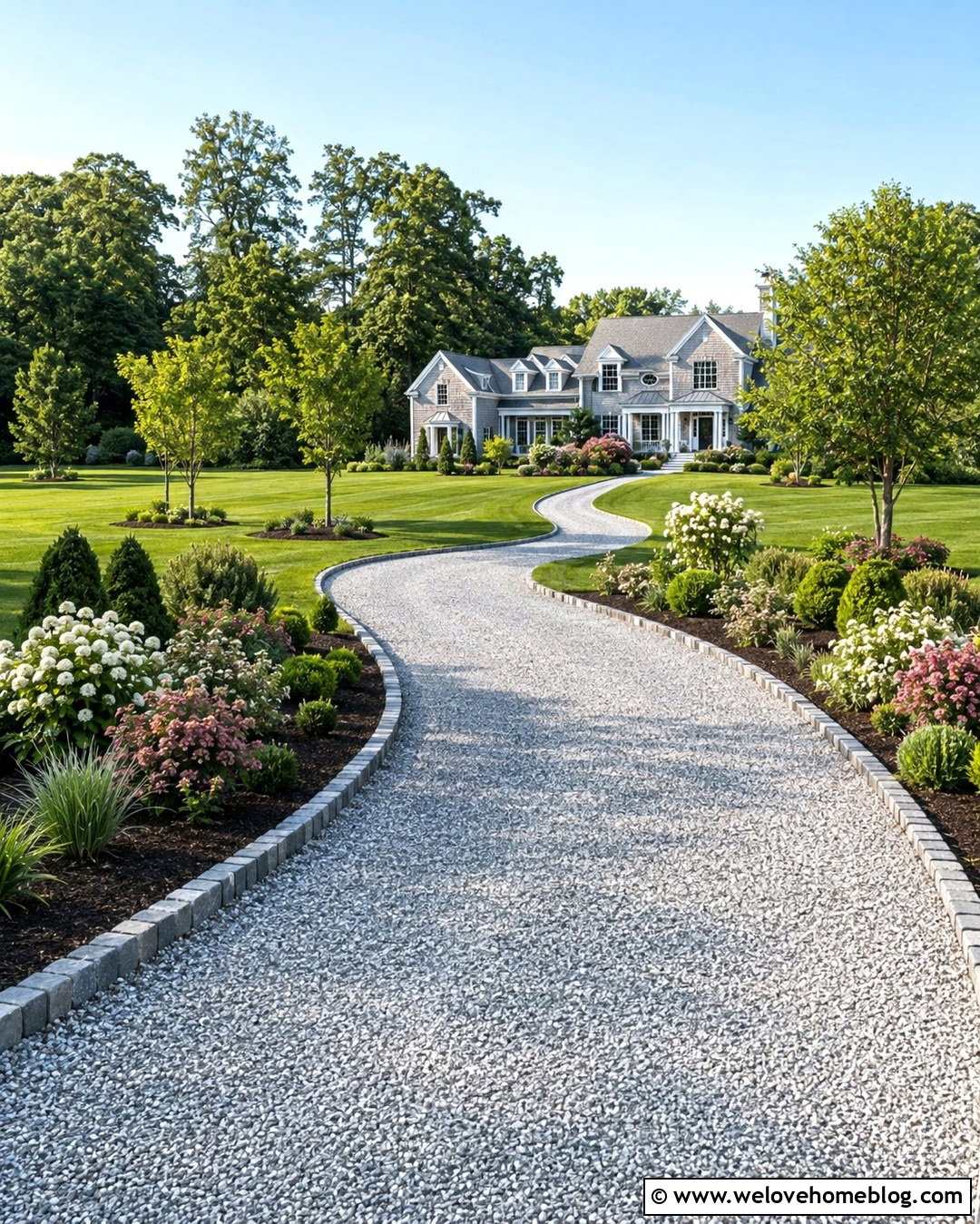 Mixed Evergreen And Flowering Shrubs Along A Long Driveway - 20 shrubs along driveway ideas