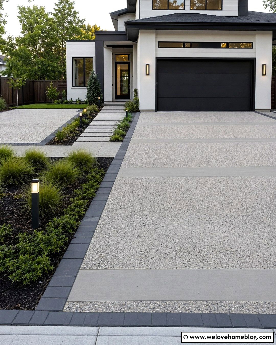 Mixed Finish Concrete Driveway - 20 modern driveway with textured surface ideas