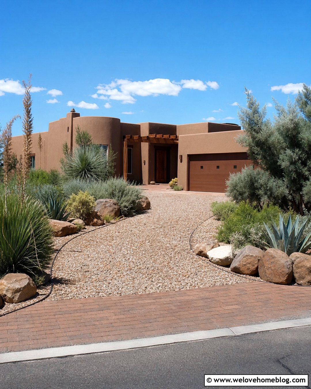 Mixed Gravel Driveway With Desert Landscaping - 20 Gravel Driveway Pictures Ideas