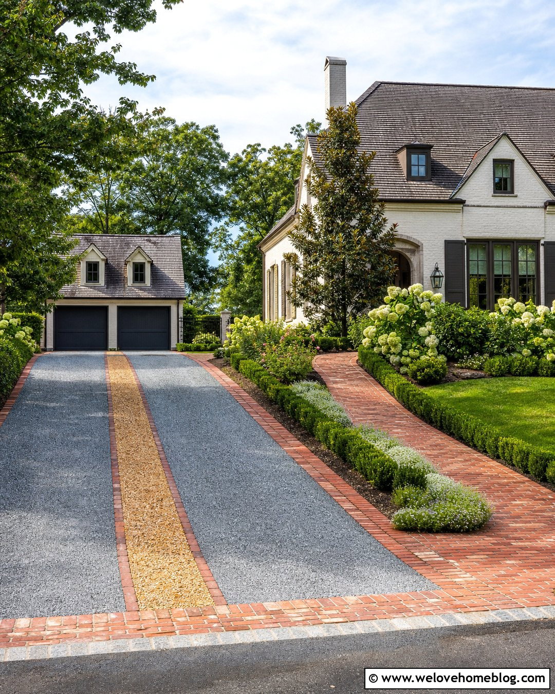 Mixed Gravel Driveway With Paver Ribbons - 20 Driveway Gravel Options Ideas