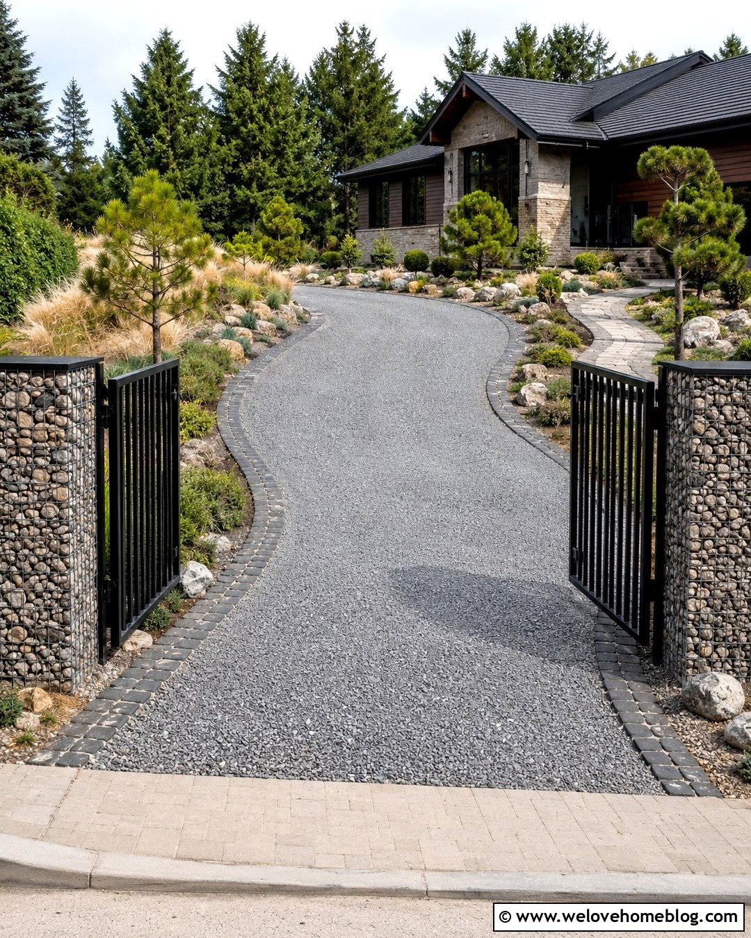 Mixed Height Driveway Fencing - 20 Contemporary Driveway Fencing Ideas