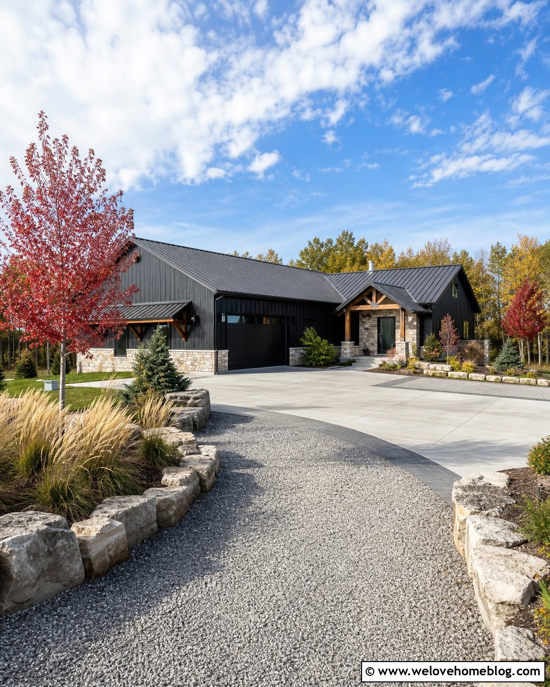Mixed Material Barndominium Driveway - 20 Barndominium Driveway Ideas