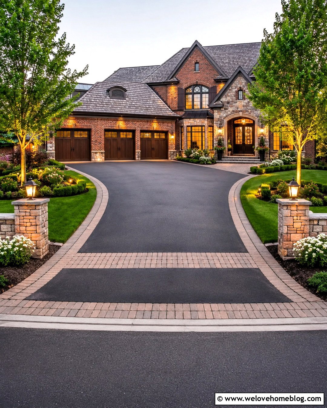 Mixed Material Car Driveway - 20 3 Car Driveway Ideas
