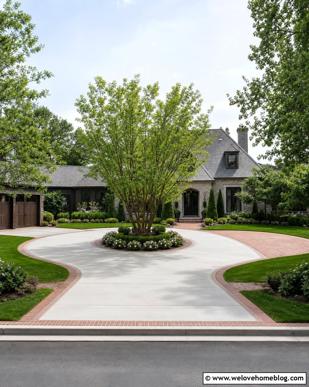 Mixed Material Driveway With Parking Court - 20 Picture Of Driveway Ideas