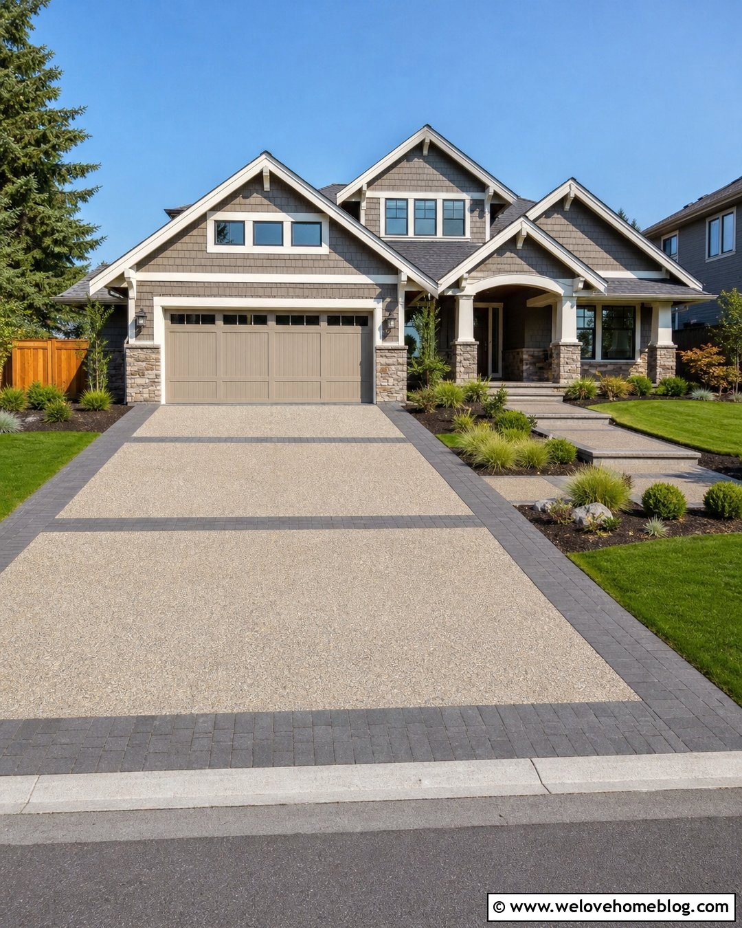 Mixed Material Driveway - 25 Driveway Paving Design Ideas