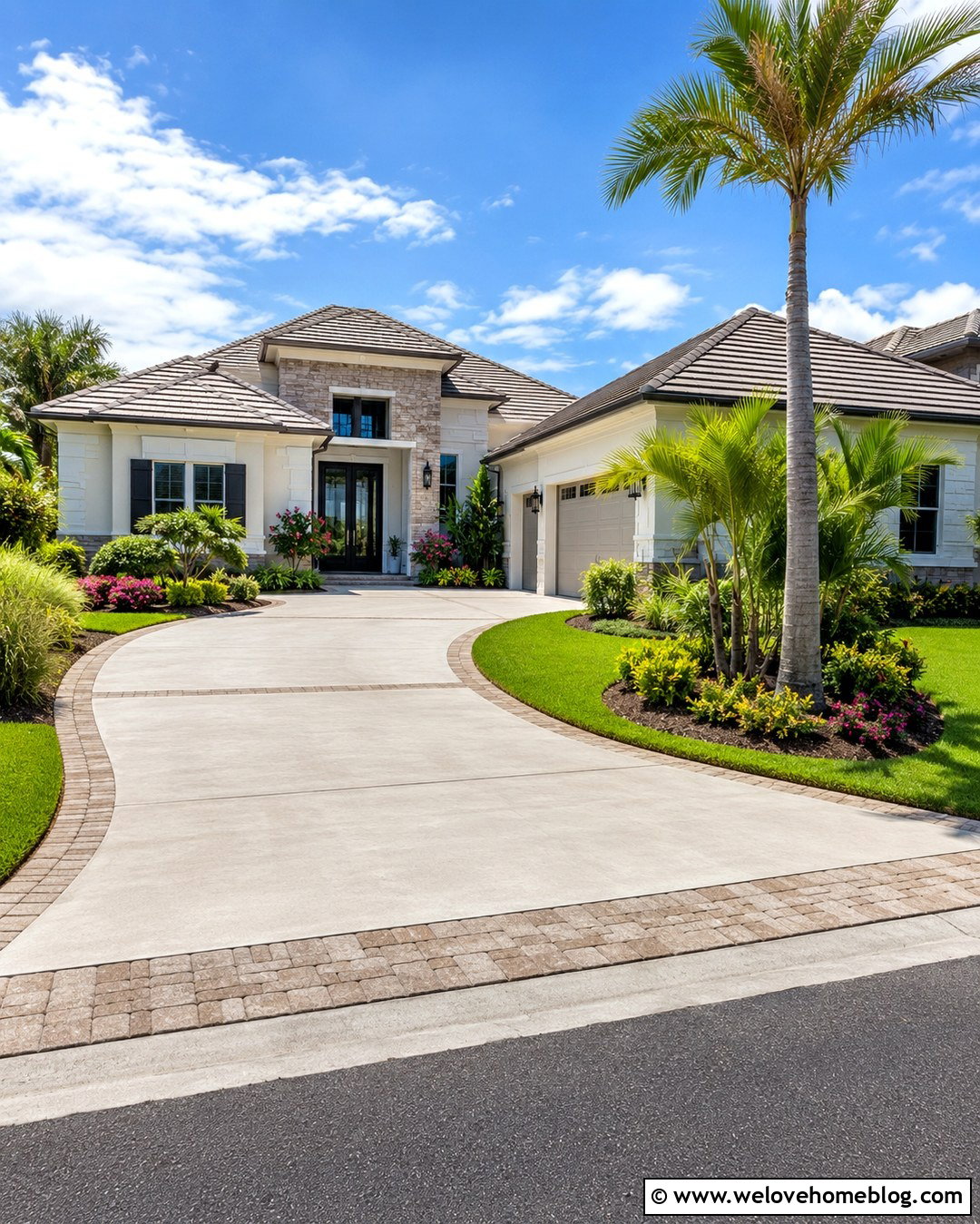 Mixed Material Palm Tree Driveway - 20 Driveway With Palm Trees Ideas