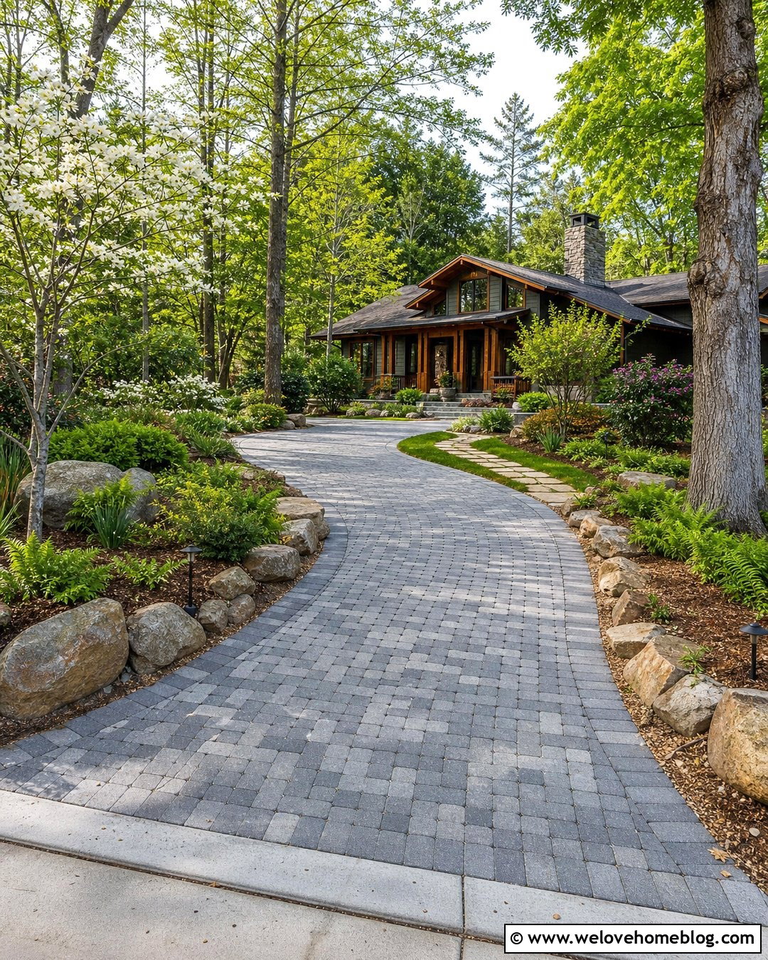Mixed Native Tree Canopy Permeable Driveway - 20 Tree Canopy Driveway Ideas