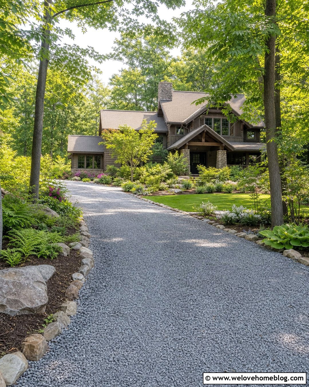 Mixed Native Tree Lined Gravel Driveway - 40 Tree Lined Driveway Ideas