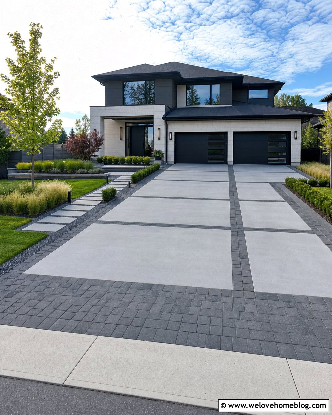 Mixed Paver And Concrete Driveway - 20 driveway surfacing ideas