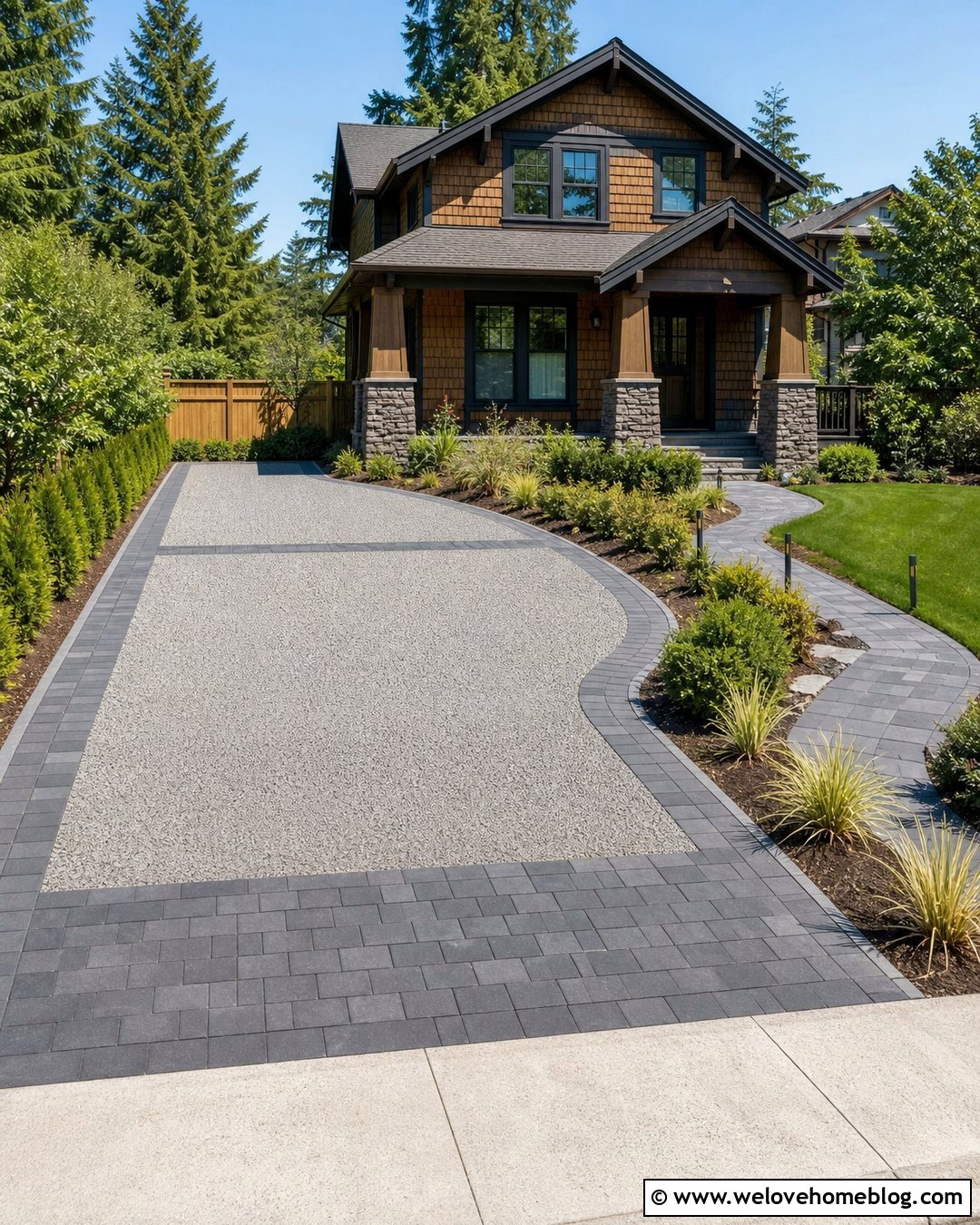 Mixed Permeable Paver And Gravel Driveway - 20 water permeable driveway ideas