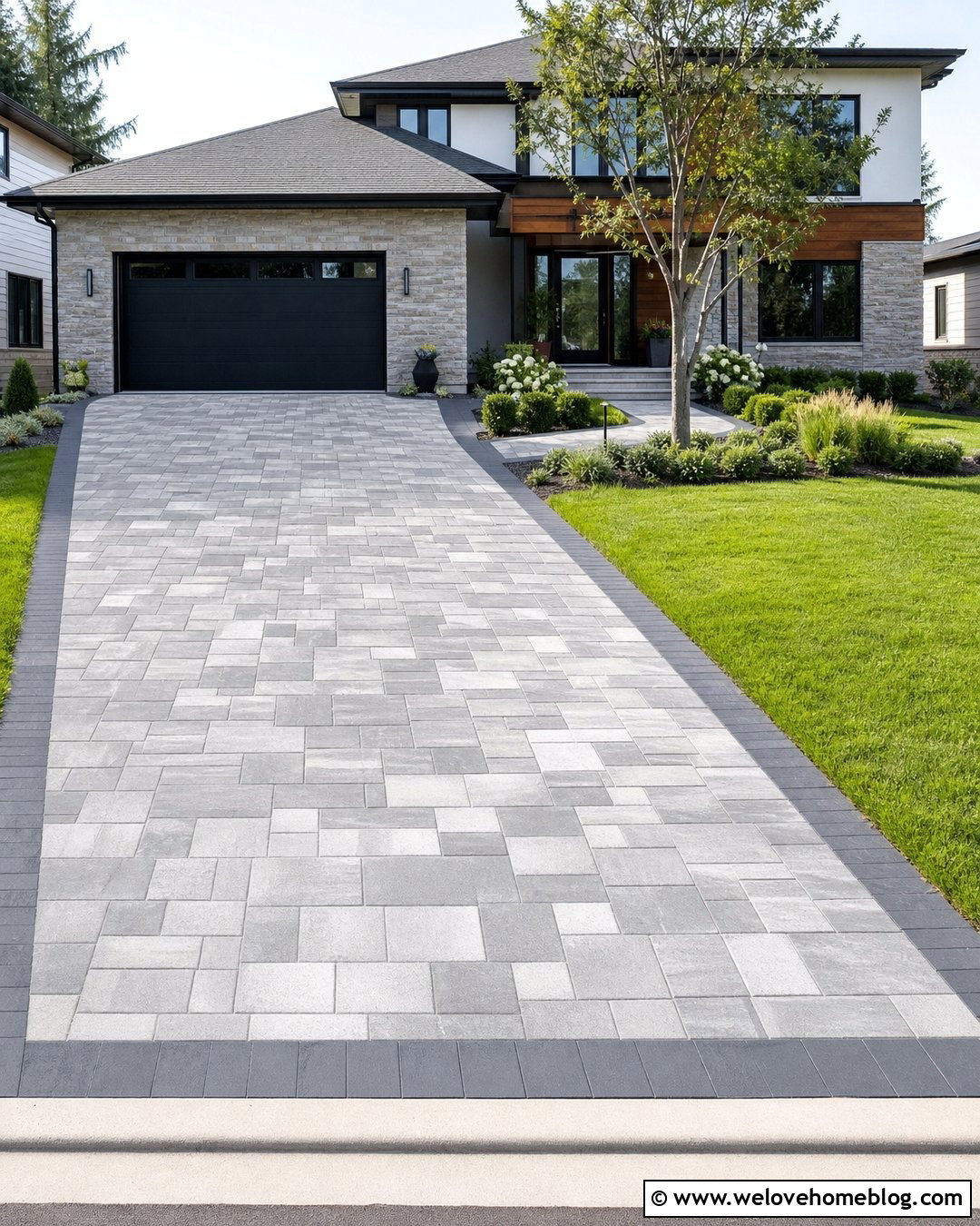 Mixed Size Gray Stone Driveway - 20 Modern Gray Stone Driveway Ideas