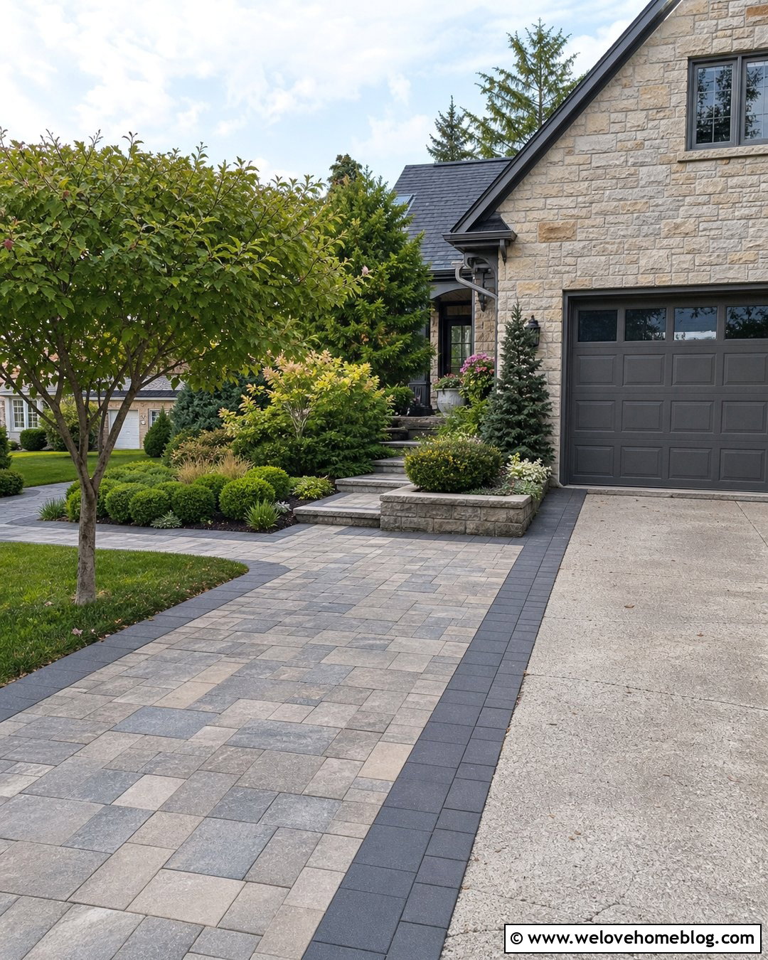 Mixed Size Paver Driveway Extension - 30 Driveway Pavers Extension Ideas