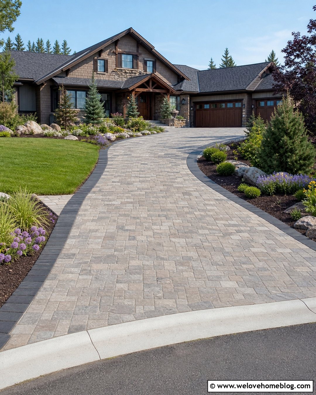 Mixed Size Stone Paved Driveway - 35 paved driveway ideas