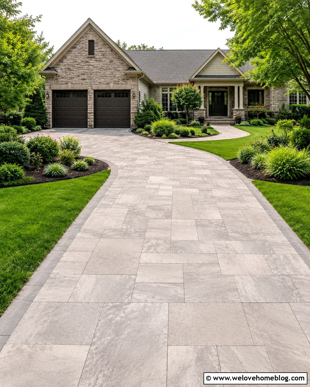 Mixed Size Tile Driveway - 20 Tile Driveway Ideas