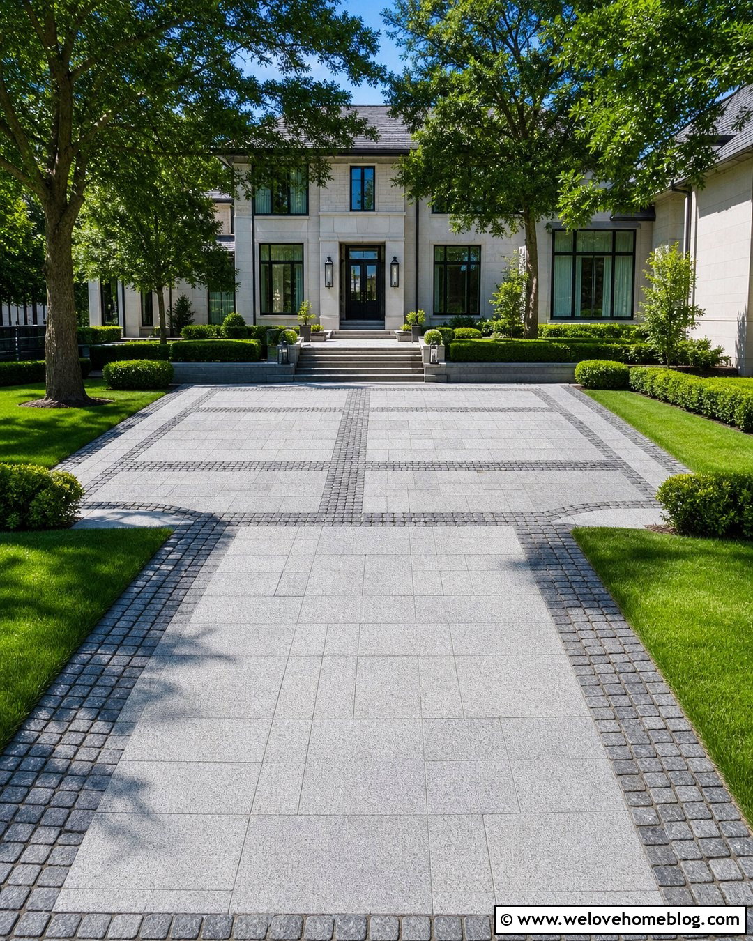 Mixed Stone Luxury Driveway - 45 Luxury Driveway Ideas