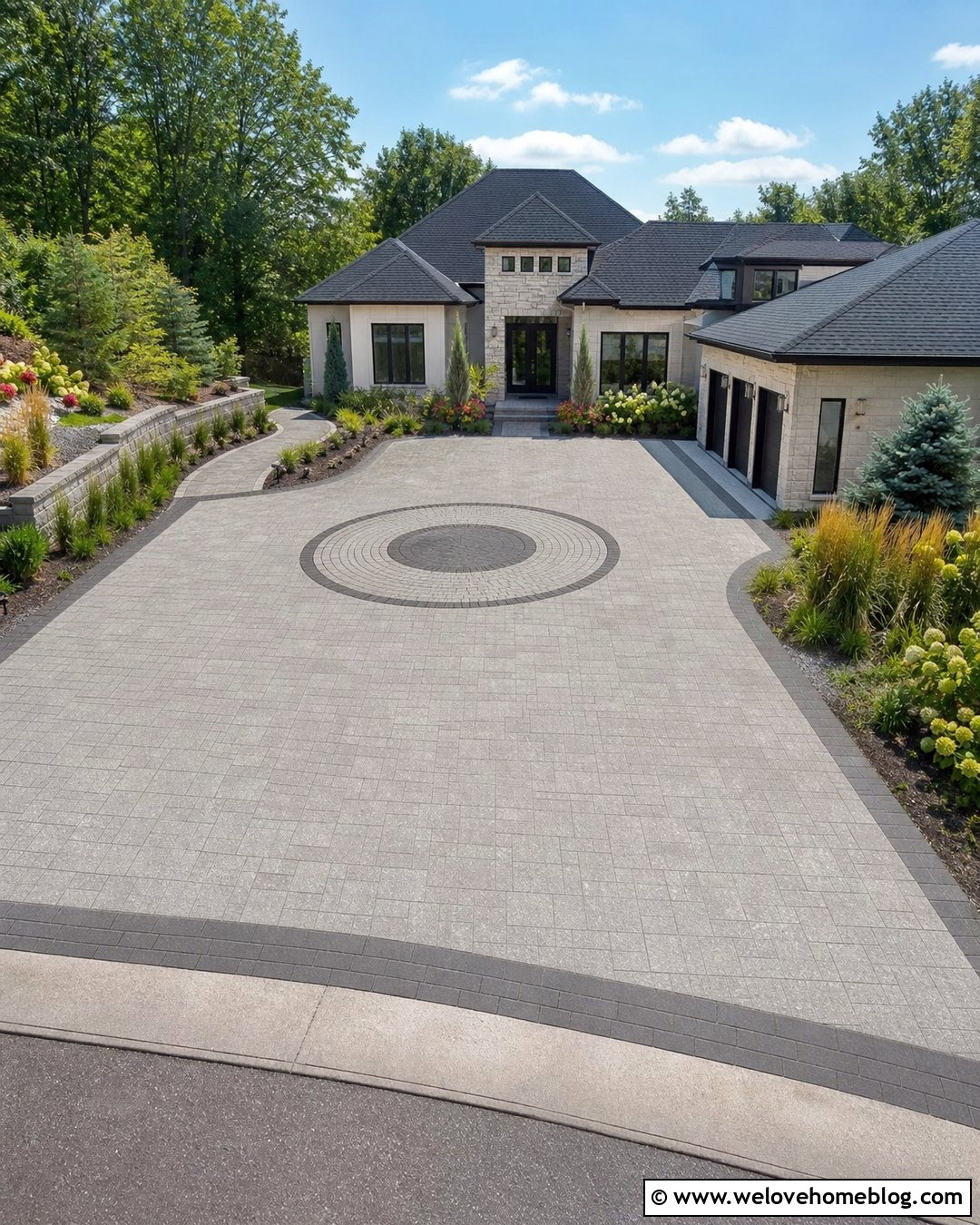 Mixed Unilock Parking Court Driveway - 20 Unilock Driveway Ideas