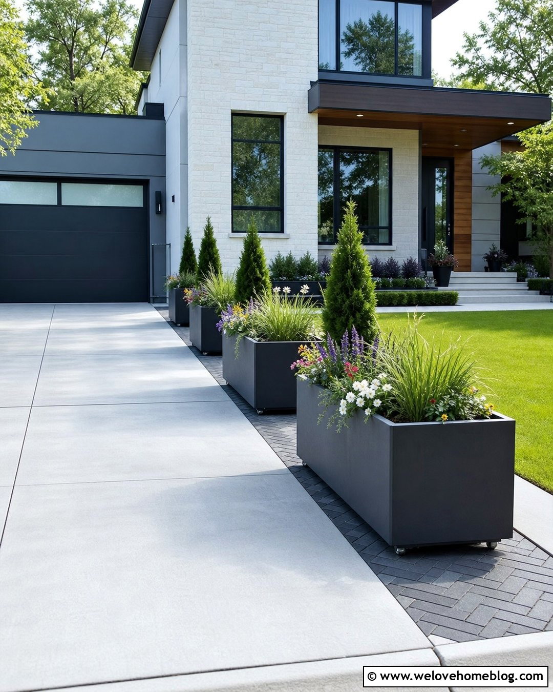 Mobile Planter Boxes For A Flexible Driveway - 20 Driveway Planter Box Ideas