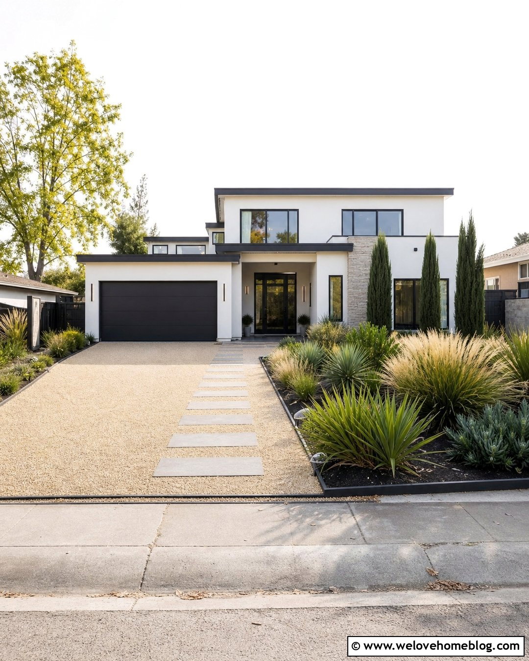 Modern Beige Gravel Driveway With Steel Edging - 20 Beige Gravel Driveway Ideas
