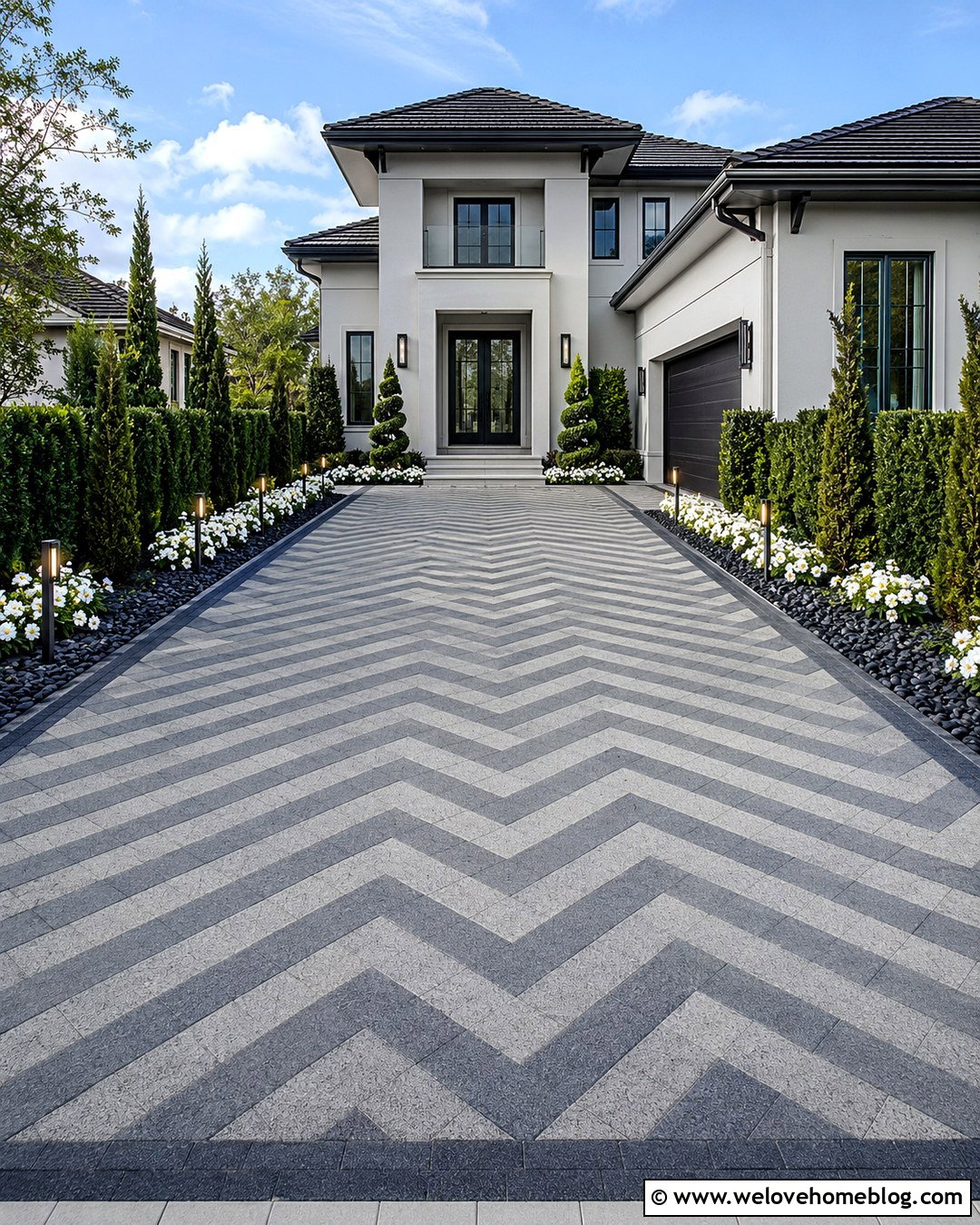 20 Modern Driveway With Patterned Pavers Ideas to Inspire