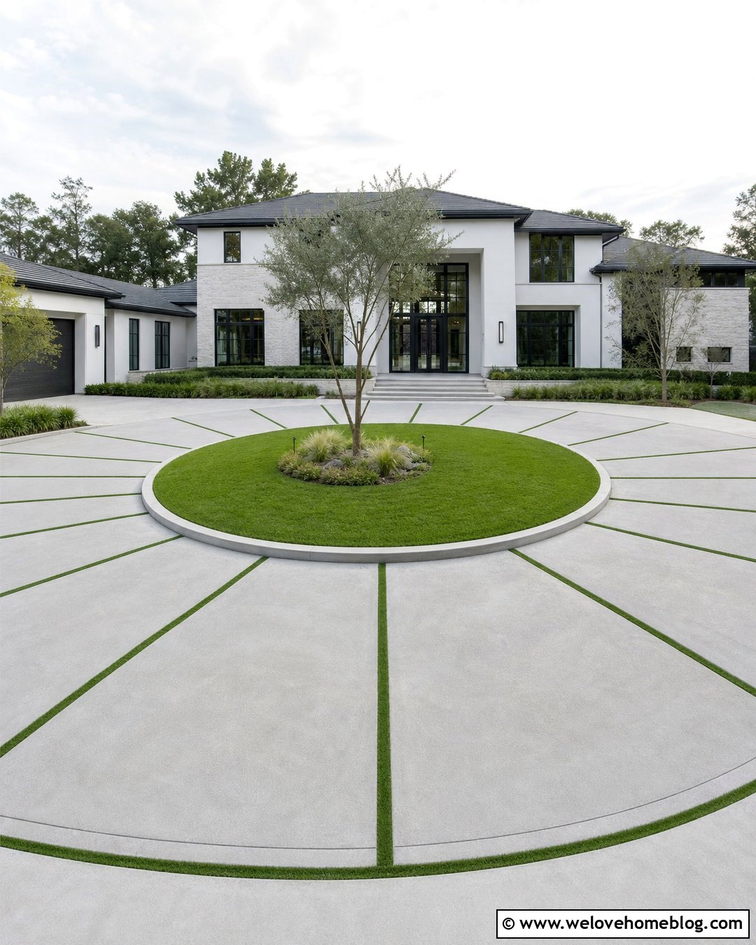 Modern Circular Driveway With Grass Ring - 20 modern driveway with grass accents ideas