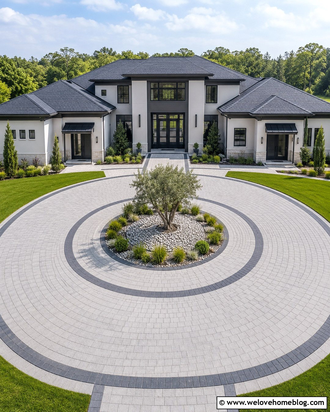 Modern Circular Paver Driveway - 20 modern driveway with patterned pavers ideas