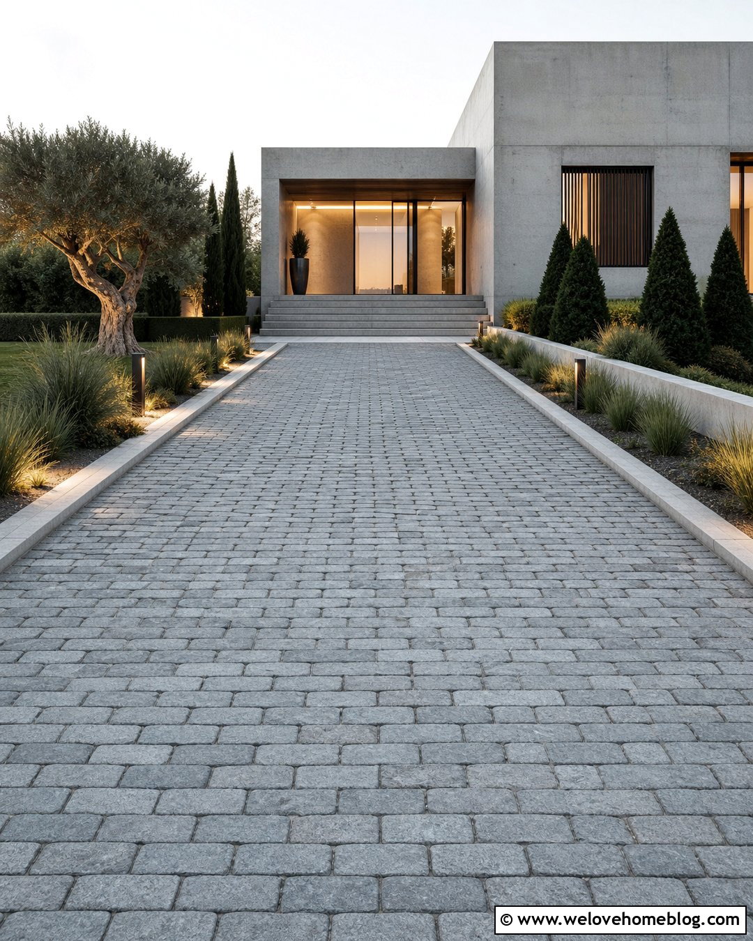Modern Cobblestone Driveway - 35 Modern Driveway Design Ideas