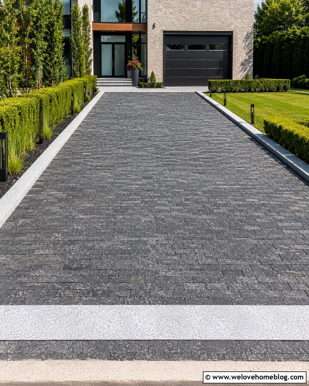 Modern Cobblestone Driveway - 20 modern driveway with textured surface ideas