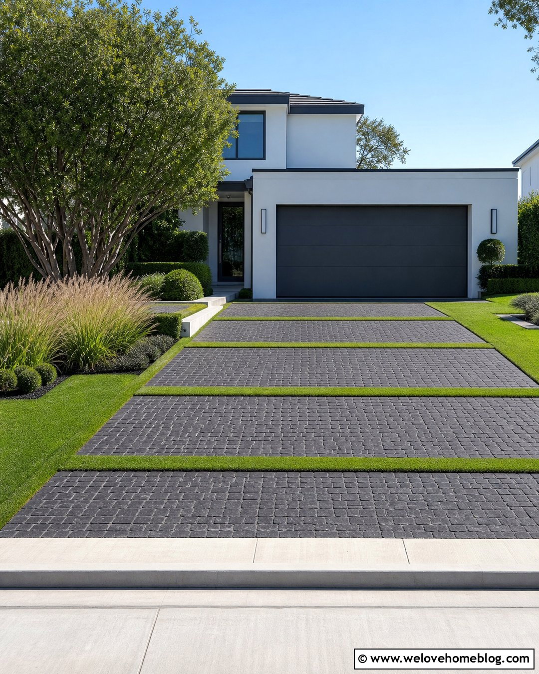 Modern Cobblestone Grass Grid Driveway - 20 cobblestone grass driveway ideas